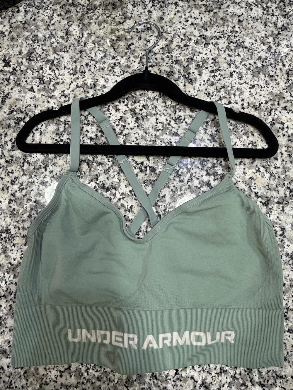Under Armour Sage Green Seamless Crisscross Sports Bra